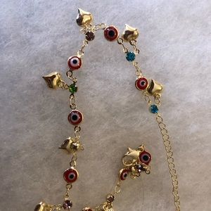 14k gold pkated Evil eye anklet